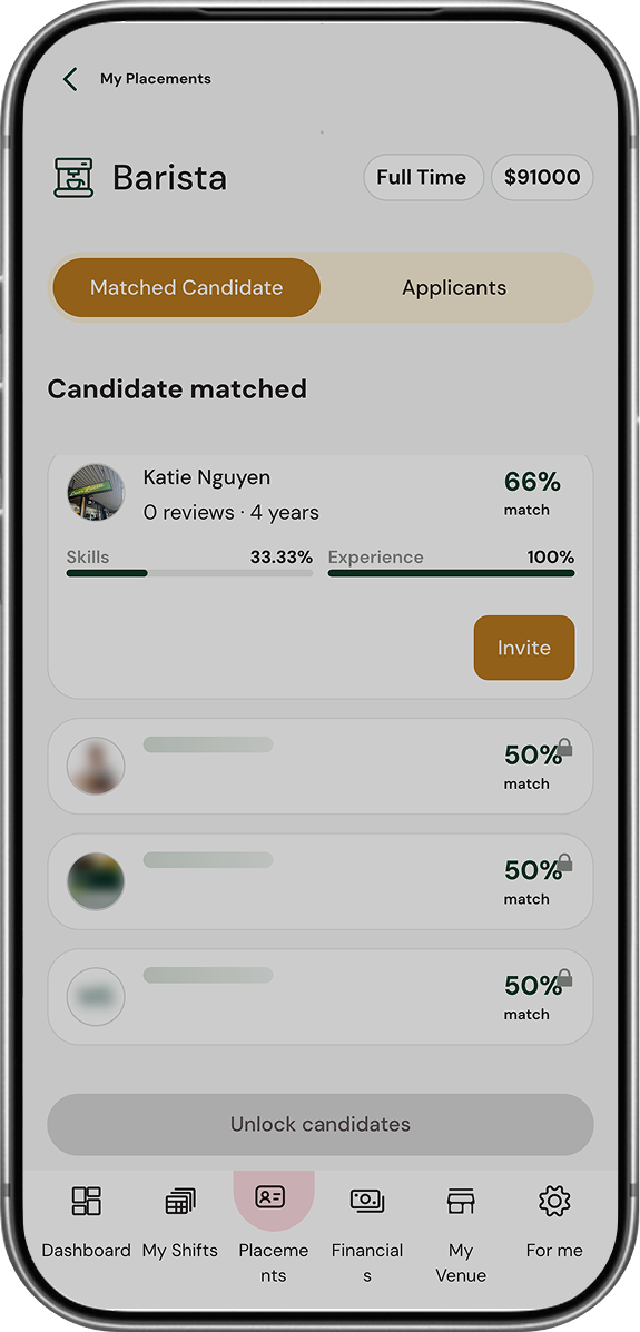 Reviewing candidates against a Talent DNA Brief